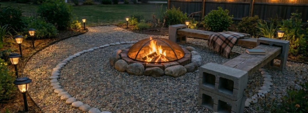 backyard fire pit creating a cozy outdoor focal point