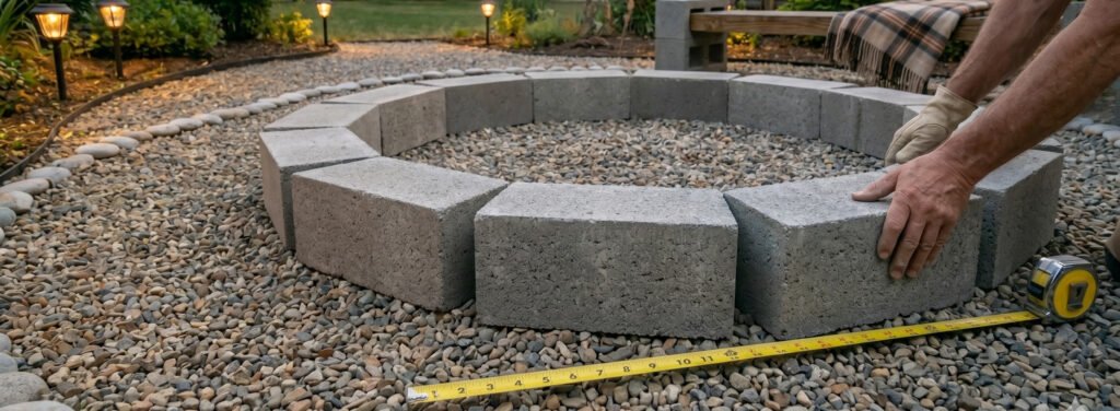 DIY circular block fire pit construction step
